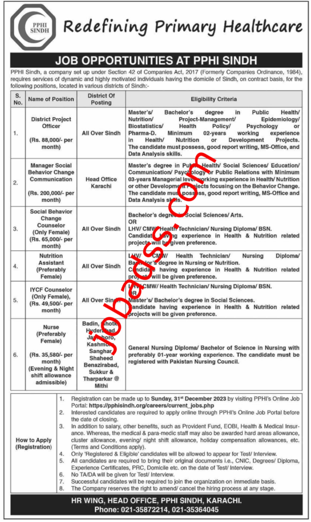 PPHI Sindh Job